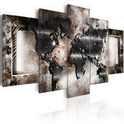 Artgeist Graphite map Canvas Painting 5 Piece | Yourdecoration.com