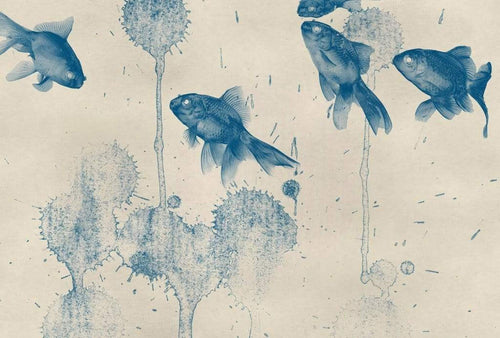 Wizard+Genius Blue Fish Vlies Fotobehang 384x260cm 8 banen | Yourdecoration.nl