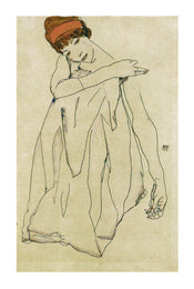 Egon Schiele Sitzende Frau Kunstdruk 50x70cm | Yourdecoration.nl