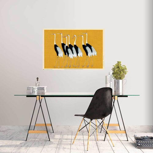 Grupo Erik Gpe5631 Poster Flock Of Beautiful Japanese Red Crown Crane By O Korin Sfeer | Yourdecoration.nl