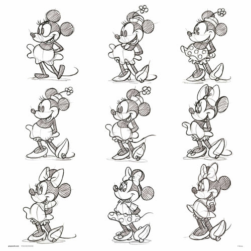 Grupo Erik Disney Minnie Sketch Kunstdruk 30X30cm | Yourdecoration.nl