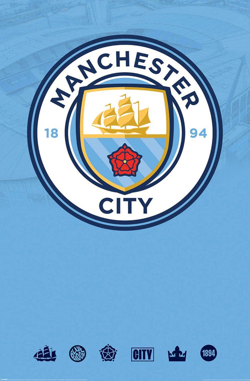 Poster Manchester City Club Crest 61x91 5cm PP35440 | Yourdecoration.nl