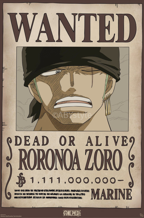 Poster One Piece Wanted Zoro Wano 61x91 5cm Abystyle GBYDCO619 | Yourdecoration.nl