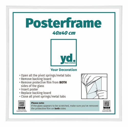 Posterlijst Kunststof Fotolijst 40x40cm Wit Hoogglans Voorzijde Maat | Yourdecoration.nl