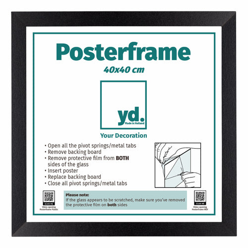 Posterlijst MDF 40x40cm Zwart Mat Voorzijde Maat | Yourdecoration.nl