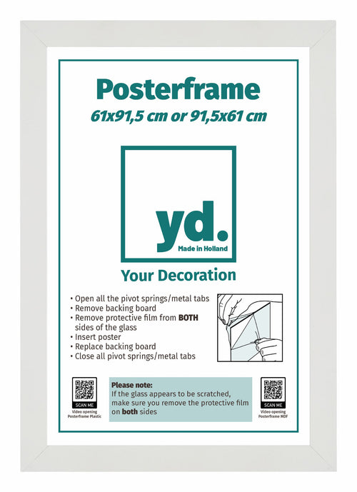 Posterlijst 61x91,5cm Wit MDF Voorzijde Inlegvel | Yourdecoration.nl