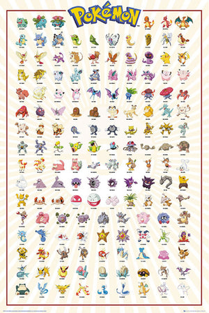 Gbeye FP4379 Pokemon Kanto 151 German Characters Poster 61x 91-5cm | Yourdecoration.nl