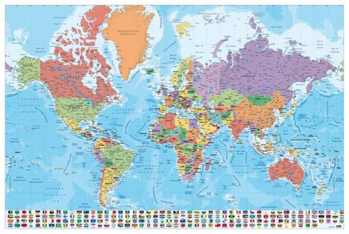 Grupo Erik GPE5044 Map World Es Physical Politic Poster 91,5X61cm | Yourdecoration.nl