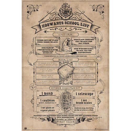 Grupo Erik GPE5158 Harry Potter Hogwarts School List Poster 61X91,5cm | Yourdecoration.nl