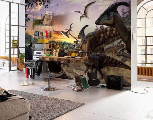 Komar Parasaurolophus Herd Vlies Fotobehang 450x280cm 9 Banen Sfeer | Yourdecoration.nl