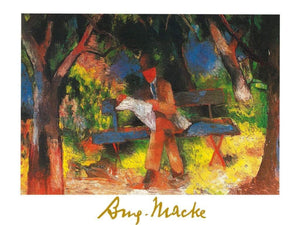 August Macke  Lesender Mann Kunstdruk 80x60cm | Yourdecoration.nl