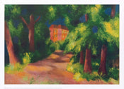 August Macke  Rotes Haus im Park Kunstdruk 70x50cm | Yourdecoration.nl