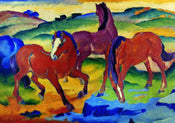 Franz Marc  Die roten Pferde Kunstdruk 100x70cm | Yourdecoration.nl