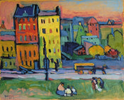 Wassily Kandinsky  Houses of Munich Kunstdruk 53x43cm | Yourdecoration.nl