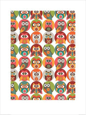 Pyramid Valentina Ramos Owls Family Kunstdruk 60x80cm | Yourdecoration.nl