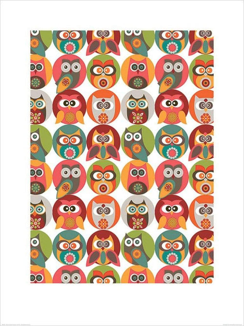 Pyramid Valentina Ramos Owls Family Kunstdruk 60x80cm | Yourdecoration.nl