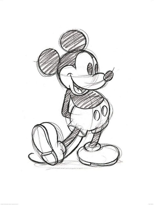 Pyramid Mickey Mouse Sketched Single Kunstdruk 60x80cm | Yourdecoration.nl