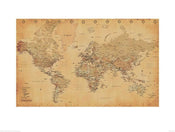 Pyramid World Map Vintage Style Kunstdruk 60x80cm | Yourdecoration.nl