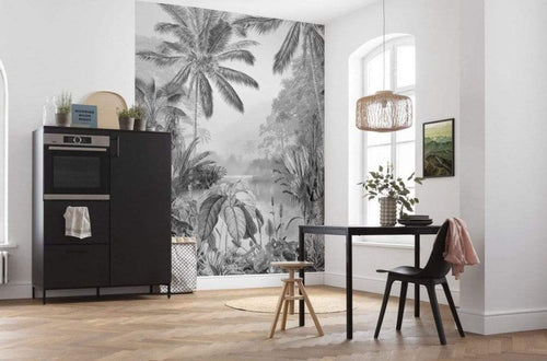 Komar Lac Tropical Black And White Vlies Fotobehang 200x270cm 2 banen Sfeer | Yourdecoration.nl