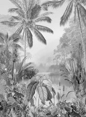 Komar Lac Tropical Black And White Vlies Fotobehang 200x270cm 2 banen | Yourdecoration.nl