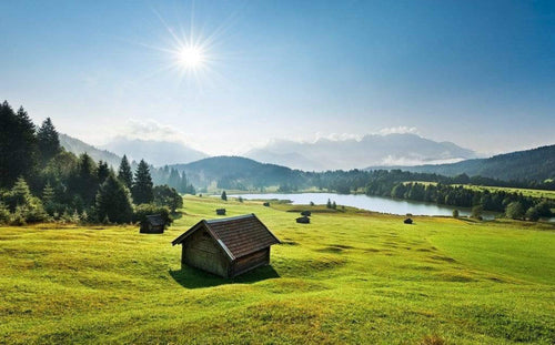 Komar Bergwiese vor Karwendel Vlies Fotobehang 450x280cm 9 banen | Yourdecoration.nl