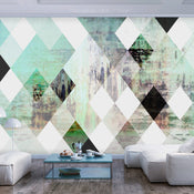 Fotobehang - Rhombic Chessboard Green - Vliesbehang