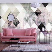 Fotobehang - Rhombic Chessboard Pink - Vliesbehang