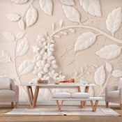 Fotobehang - Paper Flowers Beige - Vliesbehang