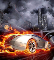 Dimex Car in Flames Fotobehang 225x250cm 3 banen | Yourdecoration.nl