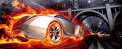 Dimex Car in Flames Fotobehang 375x150cm 5 banen | Yourdecoration.nl