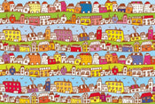 Dimex Houses in Town Fotobehang 375x250cm 5 banen | Yourdecoration.nl