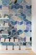 Komar Geometric Blue Vlies Fotobehang 200x250cm 2 banen Sfeer | Yourdecoration.nl